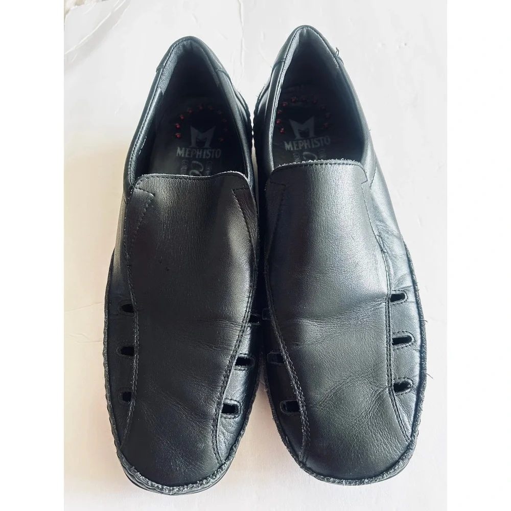 Mephisto Cool-Air Mens Black Leather Slip On Loafers Shoes Size 9 US 8.5 EUR